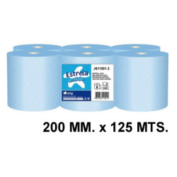 Papel secamanos amoos profesional, 100% pura celulosa, 2 capas, 200 mm. x 125 mts. azul