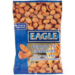 Cacahuetes fritos con miel ligeramente salados eagle, bolsa 75 grs.