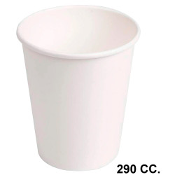 Vaso de cartón biodegradable, 290 cc. blanco, paquete de 50 uds.