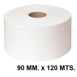 Papel higiénico industrial jumbo q-connect, 100% pura celulosa, 2 capas, 90 mm. x 120 mts.