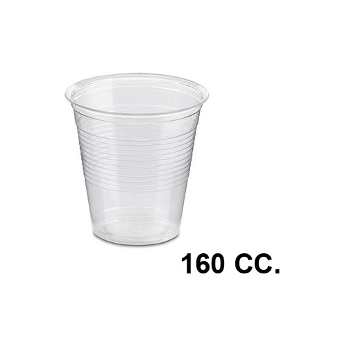 Vaso de plástico en polipropileno, 160 cc. transparente, paquete de 100 uds.