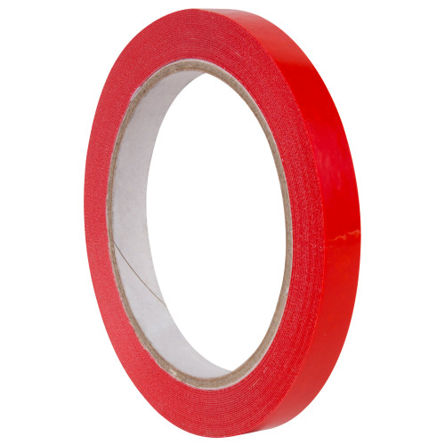 Cinta adhesiva en pvc para precintadoras de bolsas apli, 12 mm. x 66 mts. rojo