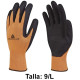 Guantes de protección deltaplus, 100% poliéster / palma de látex, talla 9/l, naranja fluor/negro