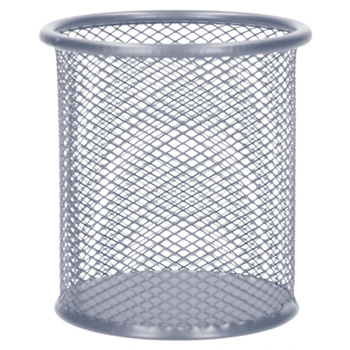 Portalápices metálico de rejilla q-connect, Ø 86x105 mm. plata
