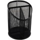 Portalápices metálico de rejilla con 3 compartimentos q-connect, Ø 110x147 mm. negro