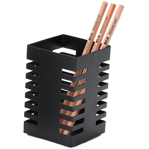 Portalápices metálico q-connect, 72x72x108 mm. negro