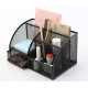 Organizador de sobremesa metálico de rejilla con 5 departamentos q-connect, 220x140x130 mm. negro