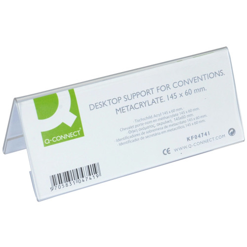 Identificador de sobremesa q-connect, 145x60 mm. transparente