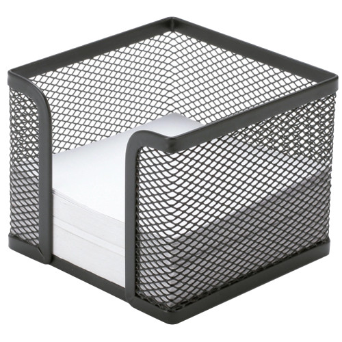 Soporte para taco de papel metálico de rejilla q-connect, 95x95x80 mm. negro