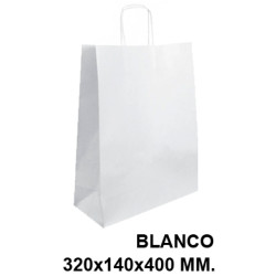 Bolsa en papel kraft con asas retorcidas basika, 320x140x400 mm. blanco