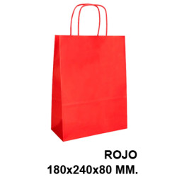 Bolsa de celulosa con asas retorcidas q-connect, 180x240x80 mm. rojo