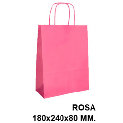 Bolsa de celulosa con asas retorcidas q-connect, 180x240x80 mm. rosa
