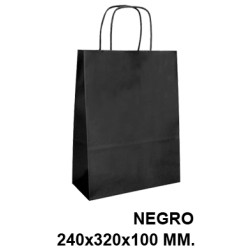 Bolsa de celulosa con asas retorcidas q-connect, 240x320x100 mm. negro