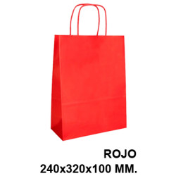 Bolsa de celulosa con asas retorcidas q-connect, 240x320x100 mm. rojo