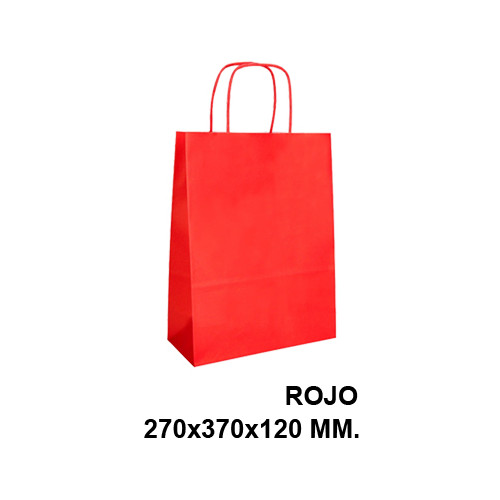 Bolsa de celulosa con asas retorcidas q-connect, 270x370x120 mm. rojo
