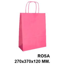 Bolsa de celulosa con asas retorcidas q-connect, 270x370x120 mm. rosa