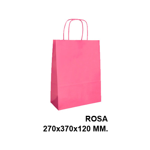 Bolsa de celulosa con asas retorcidas q-connect, 270x370x120 mm. rosa