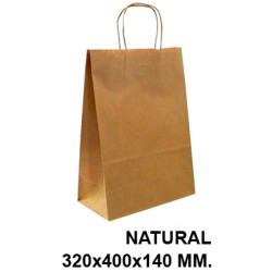 Bolsa de celulosa con asas retorcidas q-connect, 320x400x140 mm. natural