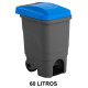 Papelera con pedal y 2 ruedas jn, 60 l. 390x498x680 mm. gris / azul