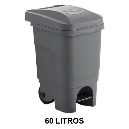 Papelera con pedal y 2 ruedas jn, 60 l. 390x498x680 mm. gris / gris