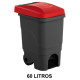 Papelera con pedal y 2 ruedas jn, 60 l. 390x498x680 mm. gris / rojo