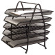 Conjunto de 5 bandejas portadocumentos metálicas de rejilla q-connect, 350x275x375 mm. negro