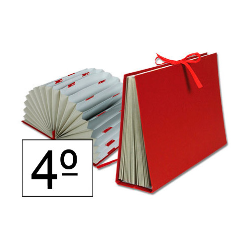 Carpeta clasificadora con fuelle en cartón forrado liderpapel, 4º, 20 dptos. a-z y 1,31, burdeos