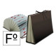 Carpeta clasificadora con fuelle en cartón forrado liderpapel, folio, 20 dptos. a-z y 1,31, negro