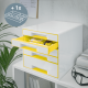 Módulo leitz wow cube, 363x287x270 mm. 4 cajones (2 grandes y 2 pequeños), amarillo/blanco