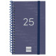 Agenda espiral finocam year e3, 79x127 mm. semana vista horizontal, tapas de polipropileno traslúcido, azul