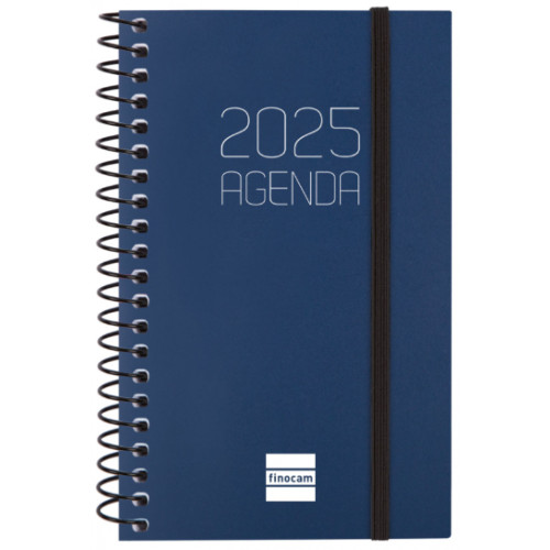 Agenda espiral finocam opaque e3, 79x127 mm. semana vista horizontal, tapas de polipropileno opaco, azul