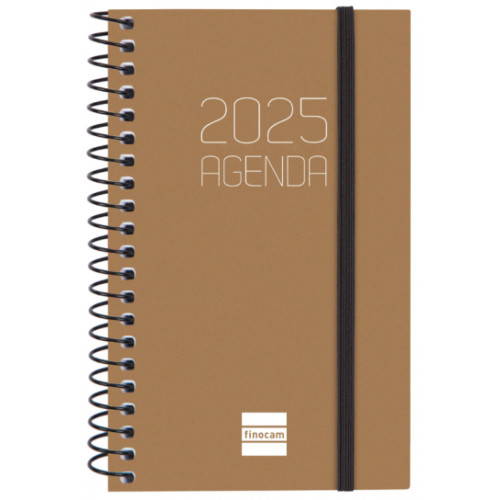 Agenda espiral finocam opaque e3, 79x127 mm. semana vista horizontal, tapas de polipropileno opaco, marrón