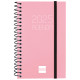 Agenda espiral finocam opaque e3, 79x127 mm. semana vista horizontal, tapas de polipropileno opaco, rosa
