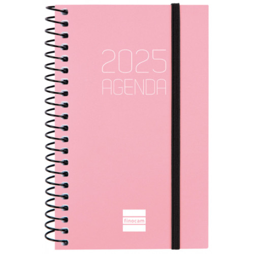 Agenda espiral finocam opaque e3, 79x127 mm. semana vista horizontal, tapas de polipropileno opaco, rosa