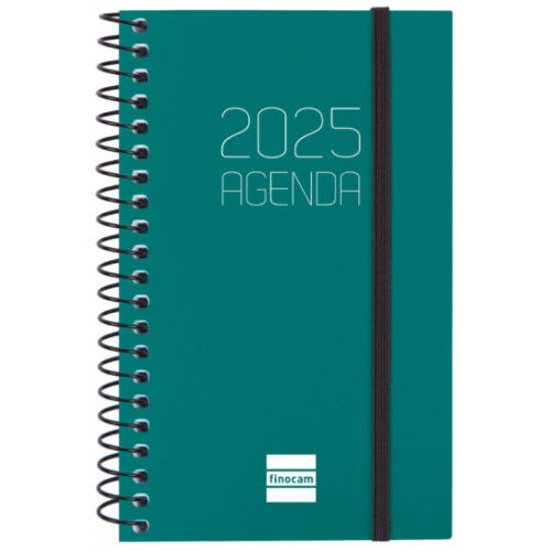 Agenda espiral finocam opaque e3, 79x127 mm. semana vista horizontal, tapas de polipropileno opaco, verde