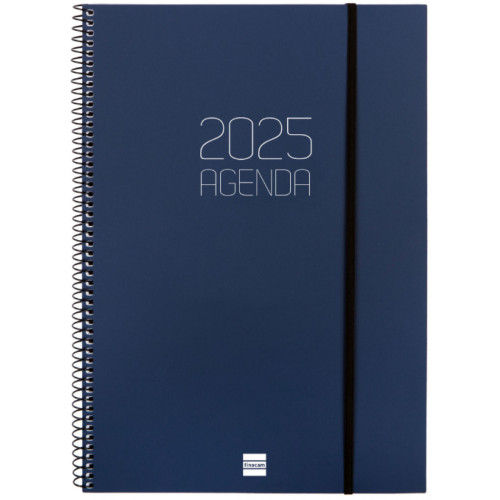 Agenda espiral finocam opaque e40, 210x297 mm. semana vista horizontal, tapas de polipropileno opaco, azul