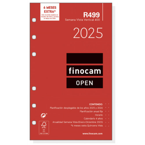 Recambio agenda finocam open 400, r499 91x152 mm. semana vista