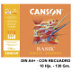Papel de dibujo canson basik, din a4+, con recuadro, 130 grs/m². minipack de 10 hj.