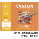 Papel de dibujo canson basik, din a4, sin recuadro, 130 grs/m². minipack de 10 hj.