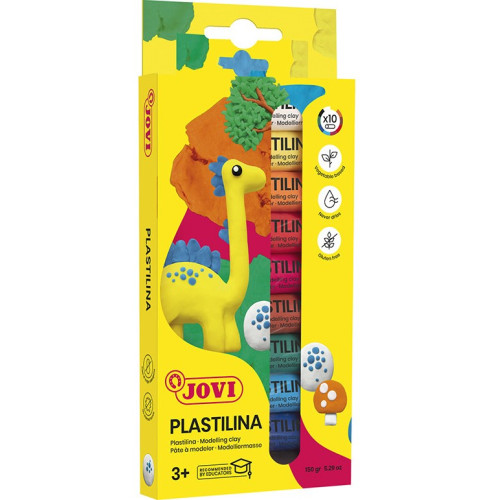 Plastilina jovi, barra de 15 grs. Colores surtidos, caja de 10 uds.