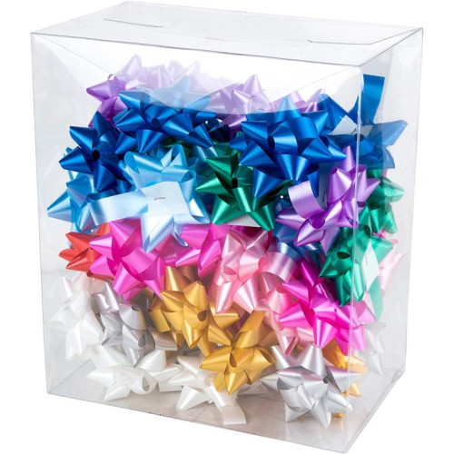 Lazo de fantasía adhesivo liderpapel, 15 mm. colores surtidos metalizados, caja de 100 uds.