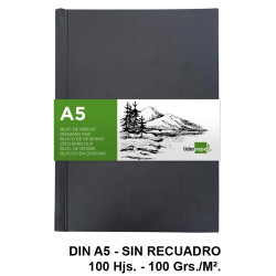 Bloc encuadernado de dibujo liderpapel esbozo, din a5, sin recuadro, 100 grs/m². 100 hj.