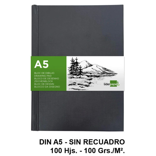 Bloc encuadernado de dibujo liderpapel esbozo, din a5, sin recuadro, 100 grs/m². 100 hj.