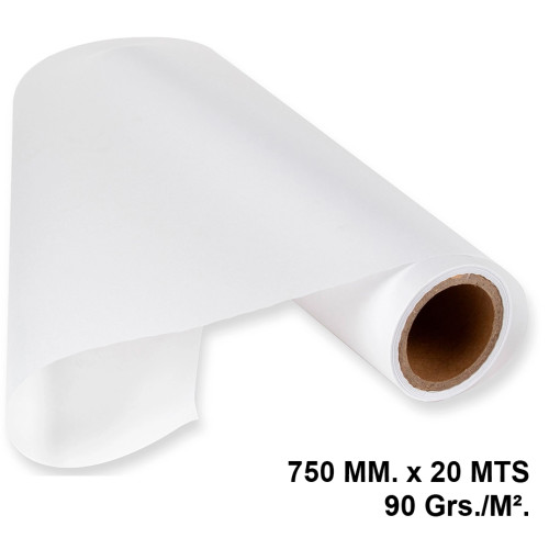 Rollo de papel vegetal liderpapel, 750 mm. x 20 mts. 90 grs/m².