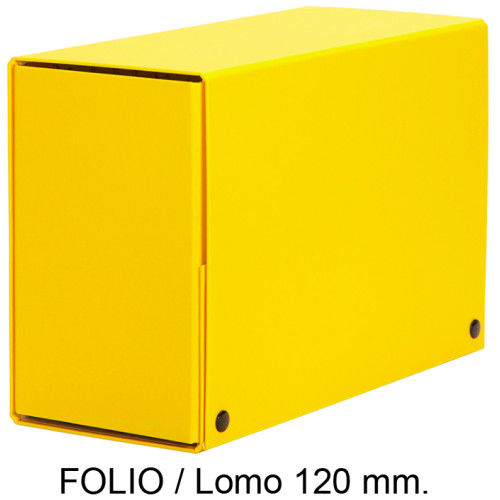 Carpeta de proyectos con broches en cartón forrado pardo, folio, lomo 120 mm. amarillo