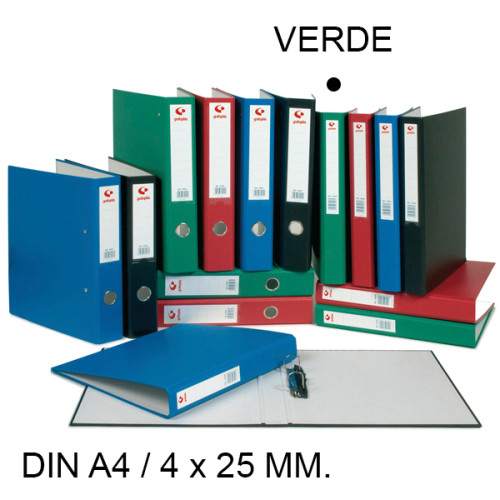 Carpeta de 4 anillas mixtas de 25 mm. grafoplas grafcolor din a4, verde