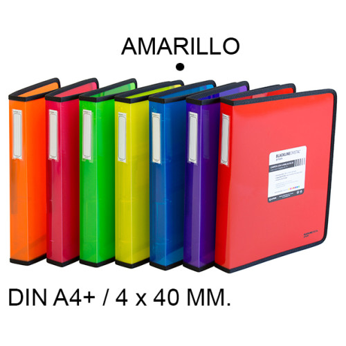 Carpeta de 4 anillas de 40 mm. grafoplas blackline din a4+, amarillo