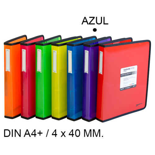 Carpeta de 4 anillas de 40 mm. grafoplas blackline din a4+, azul