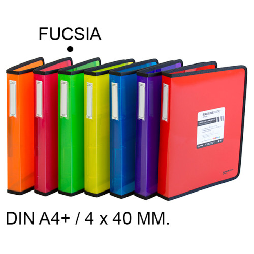 Carpeta de 4 anillas de 40 mm. grafoplas blackline din a4+, fucsia