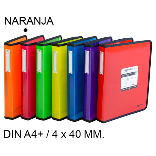 Carpeta de 4 anillas de 40 mm. grafoplas blackline din a4+, naranja